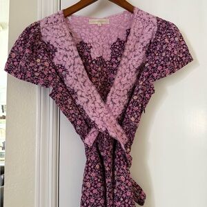 LoveShackFancy Pink and Purple Floral minuet dress size 8